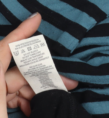 Carolyn Donnelly The Edit Womens Black Blue Striped Shift Dress UK 10