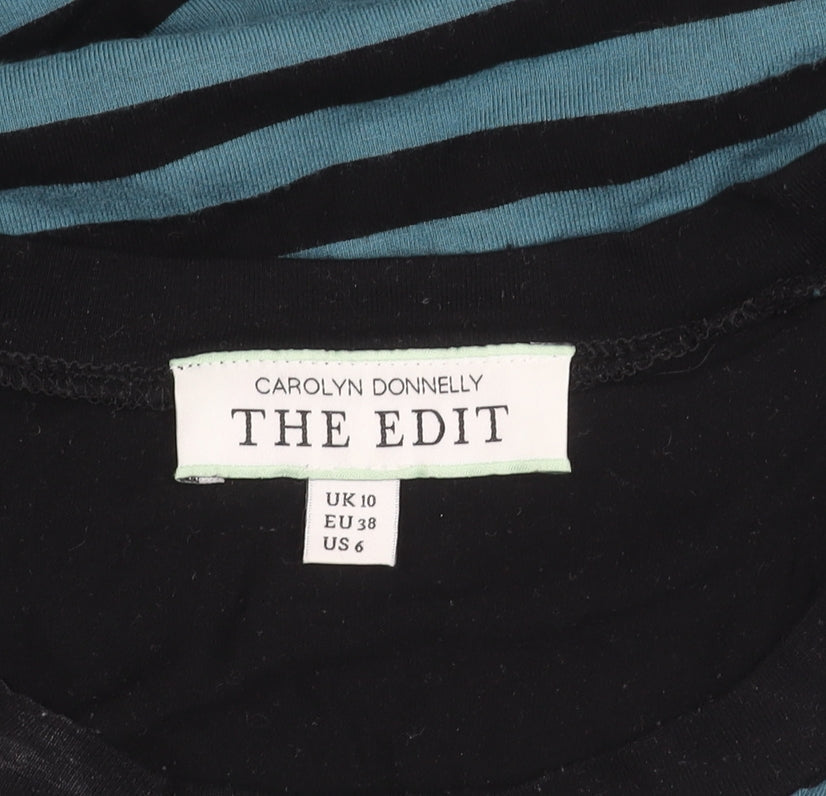 Carolyn Donnelly The Edit Womens Black Blue Striped Shift Dress UK 10