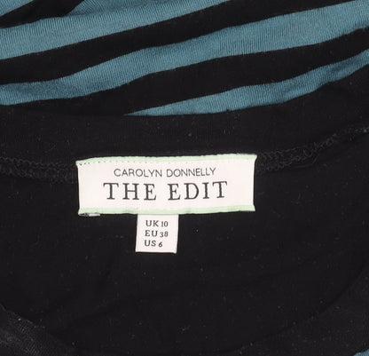 Carolyn Donnelly The Edit Womens Black Blue Striped Shift Dress UK 10