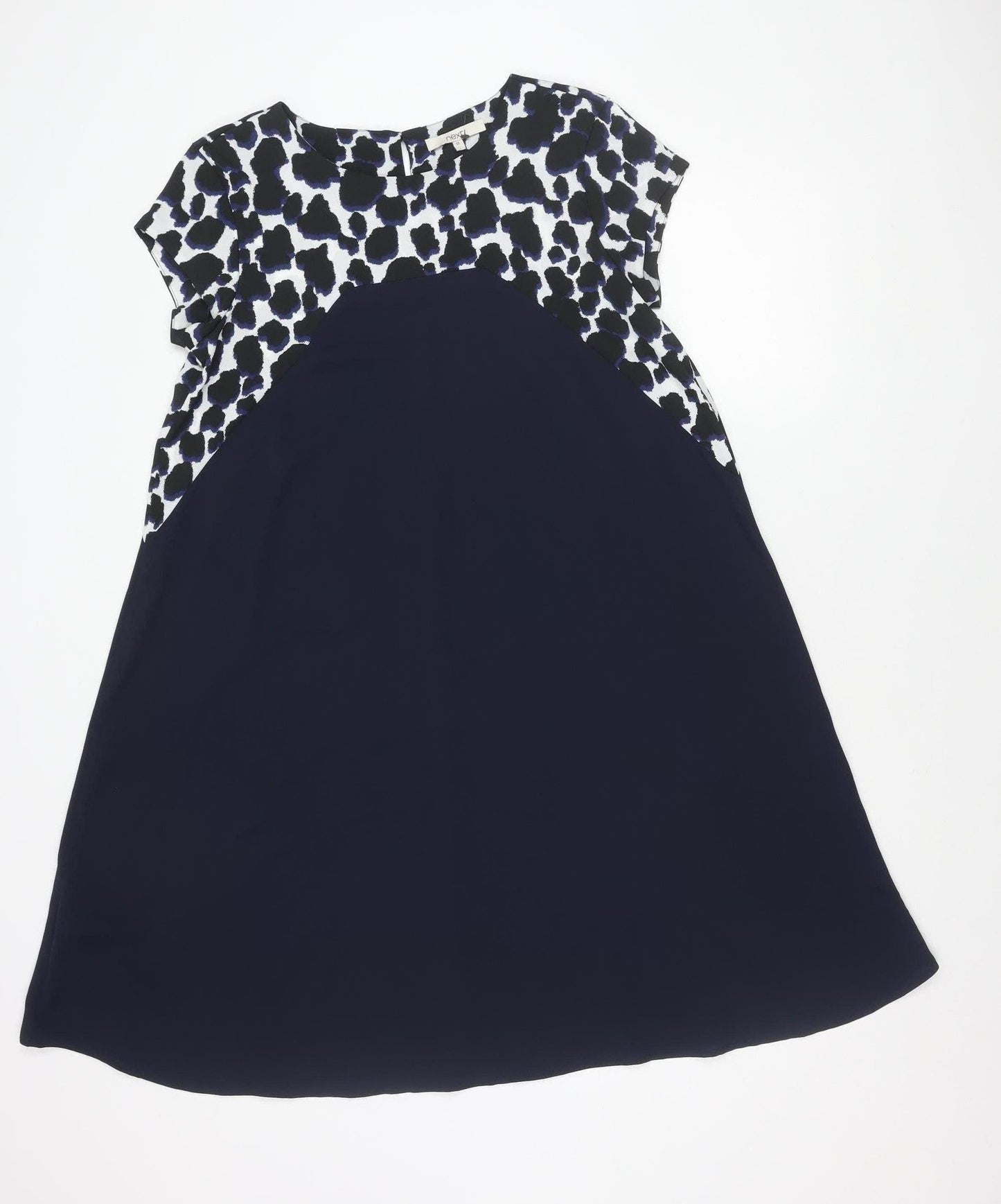 Next Womens Blue Animal Print Shift Dress Size 12 Short Sleeve