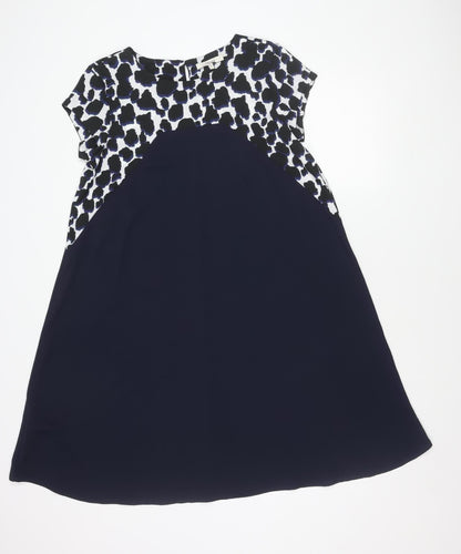 Next Womens Blue Animal Print Shift Dress Size 12 Short Sleeve