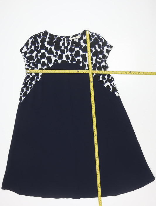 Next Womens Blue Animal Print Shift Dress Size 12 Short Sleeve