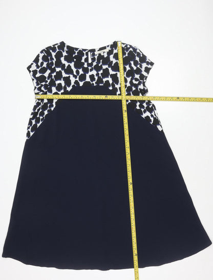 Next Womens Blue Animal Print Shift Dress Size 12 Short Sleeve