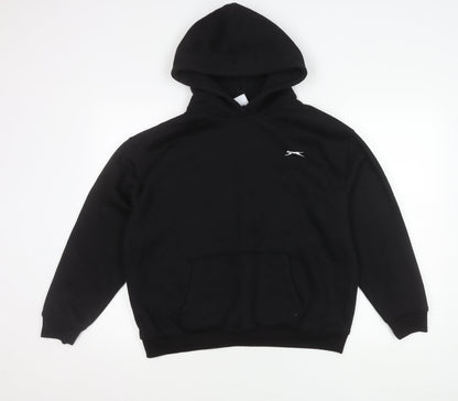 Slazenger Women Black Hoodie Size 10 Pullover Logo Sportswear