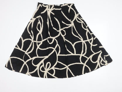 Masai Women’s Black Beige Geometric Midi A-Line Cotton Skirt S