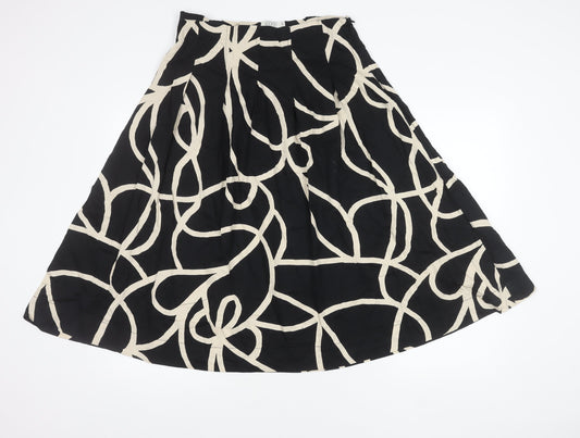 Masai Women’s Black Beige Geometric Midi A-Line Cotton Skirt S