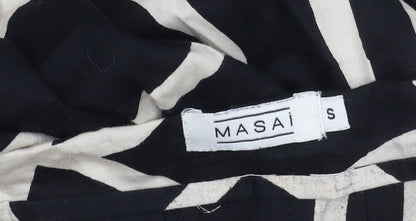 Masai Women’s Black Beige Geometric Midi A-Line Cotton Skirt S