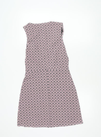 Miss Selfridge Women’s Pink Geometric Shift Dress Size 10 Sleeveless V-Neck