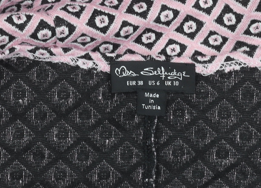 Miss Selfridge Women’s Pink Geometric Shift Dress Size 10 Sleeveless V-Neck