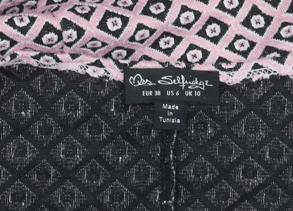 Miss Selfridge Women’s Pink Geometric Shift Dress Size 10 Sleeveless V-Neck