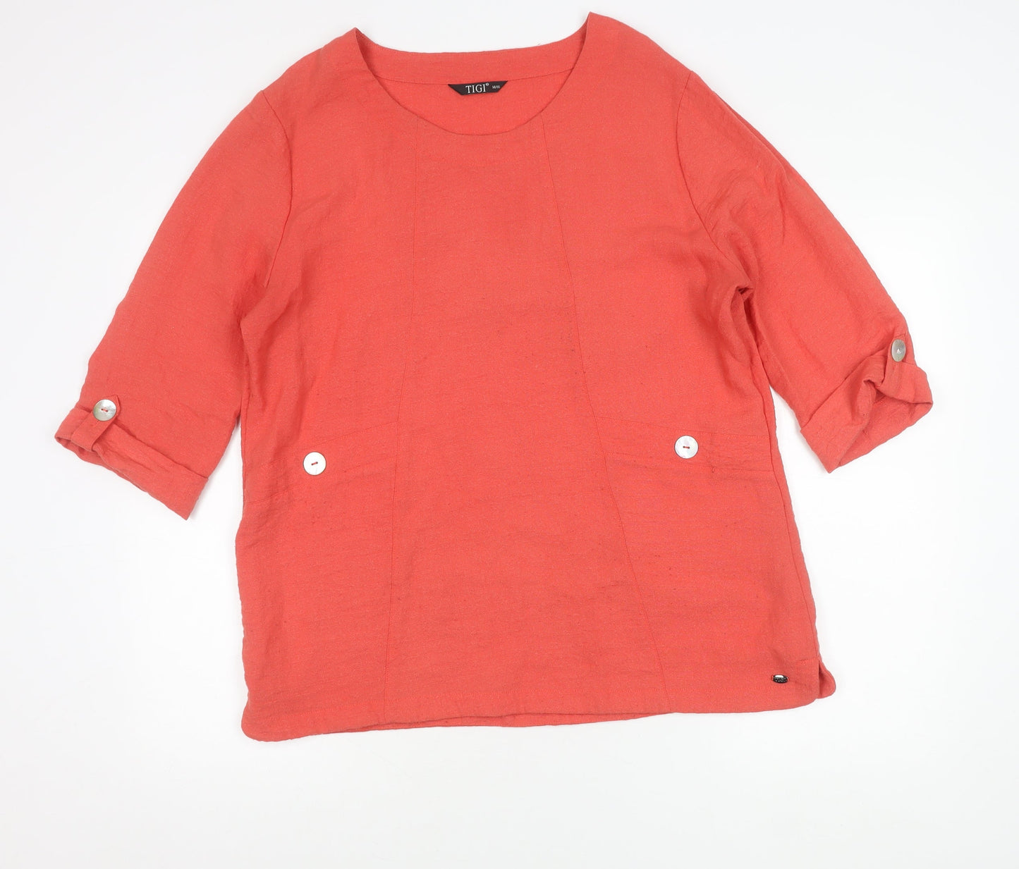 Womens UK Size 14 TIGI Red Tunic Blouse