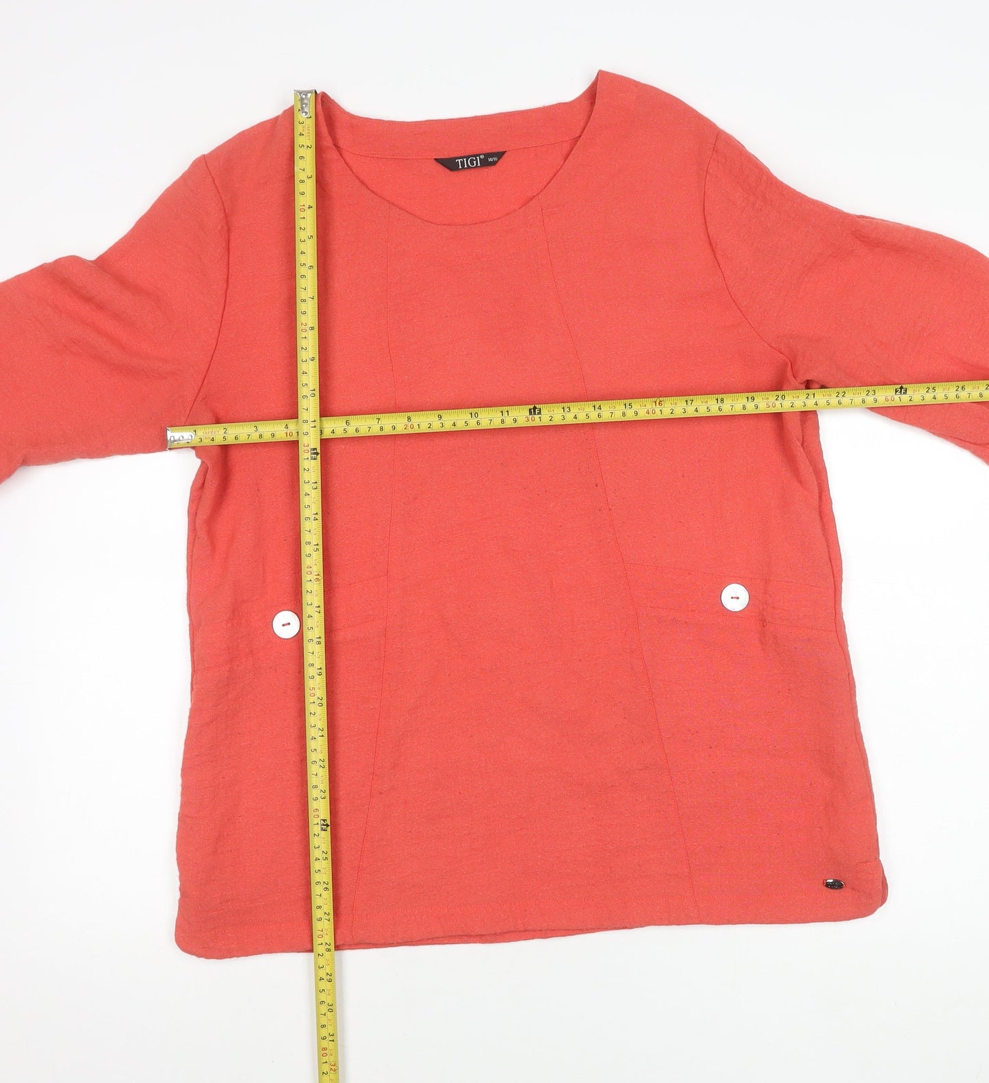 Womens UK Size 14 TIGI Red Tunic Blouse