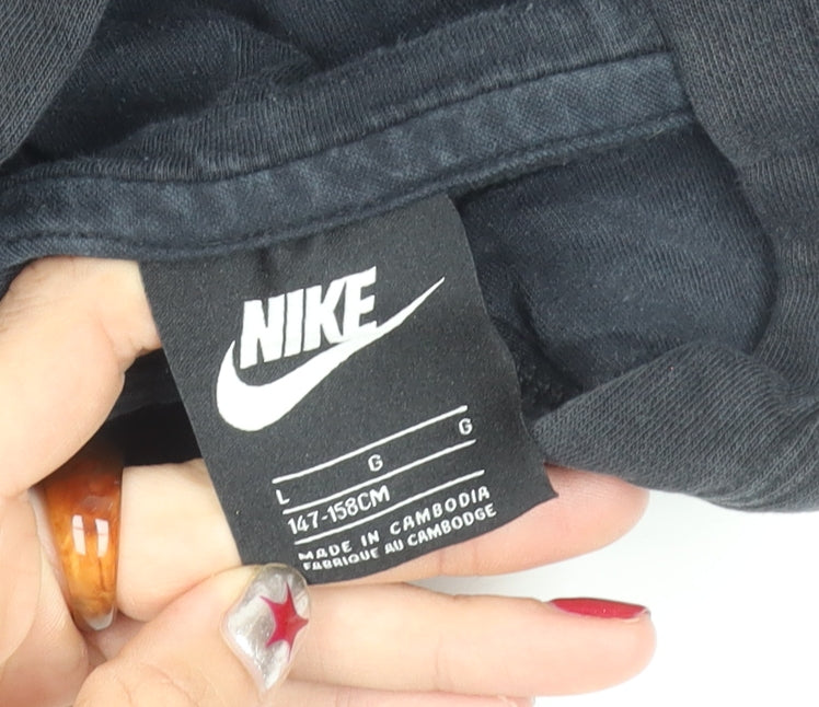 Nike Boys Black Pullover Hoodie Size 13 Years Sports Logo Sweatshirt