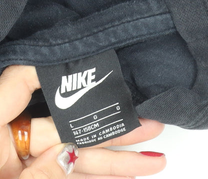 Nike Boys Black Pullover Hoodie Size 13 Years Sports Logo Sweatshirt
