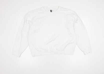 H&M Divided Women’s White Crew Neck Sweatshirt Size M Cotton Blend