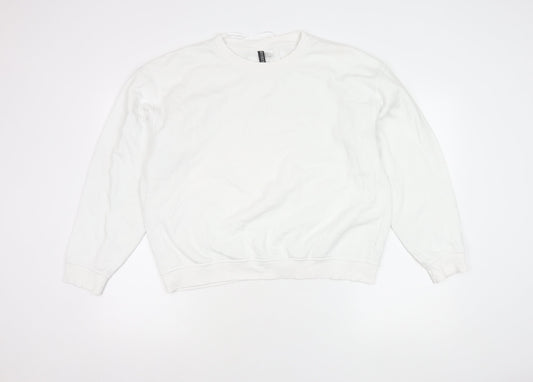 H&M Divided Women’s White Crew Neck Sweatshirt Size M Cotton Blend