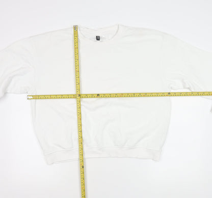 H&M Divided Women’s White Crew Neck Sweatshirt Size M Cotton Blend