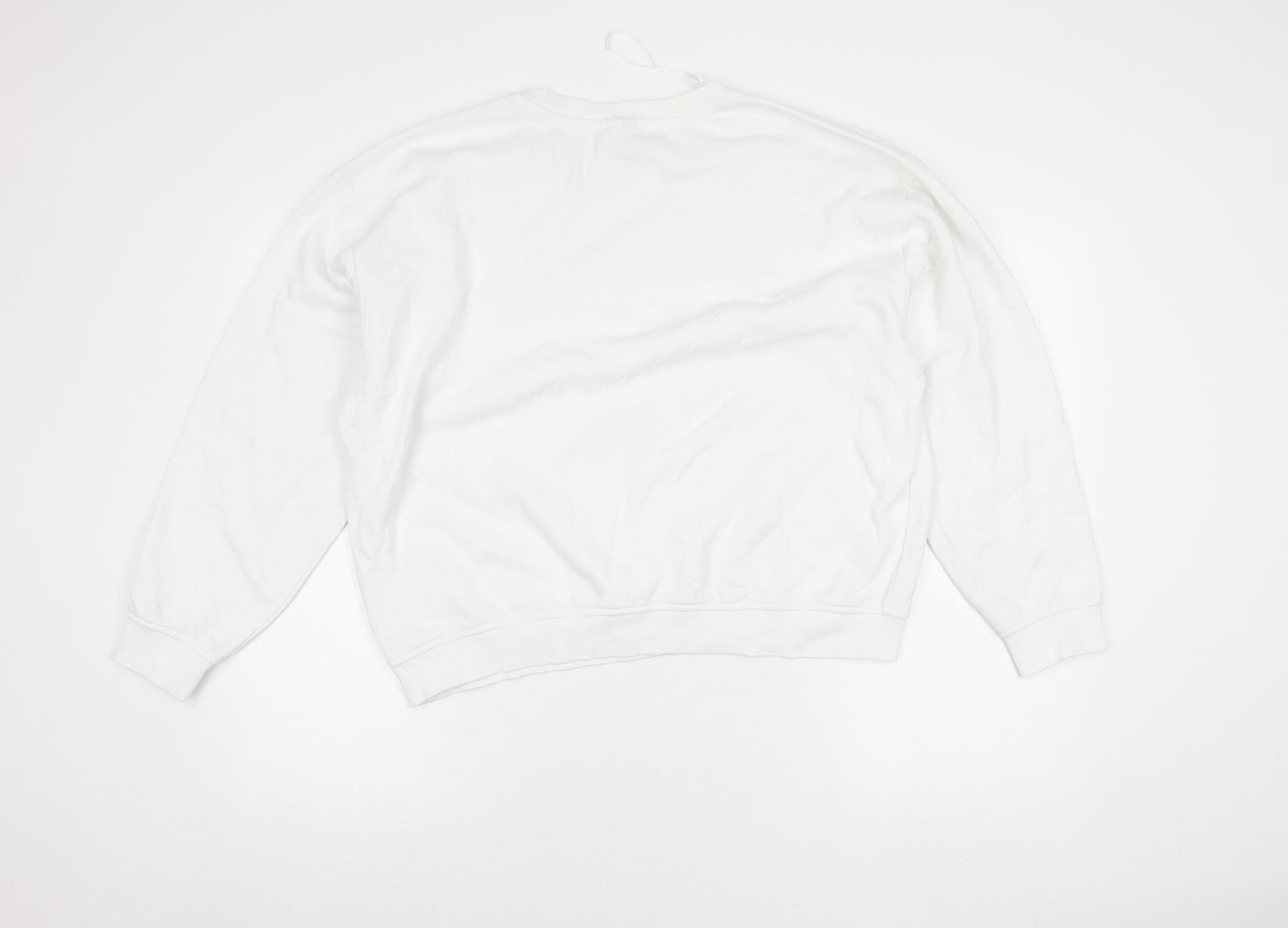 H&M Divided Women’s White Crew Neck Sweatshirt Size M Cotton Blend