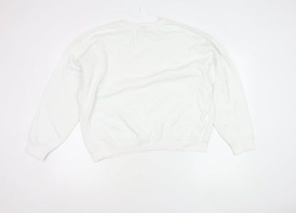 H&M Divided Women’s White Crew Neck Sweatshirt Size M Cotton Blend
