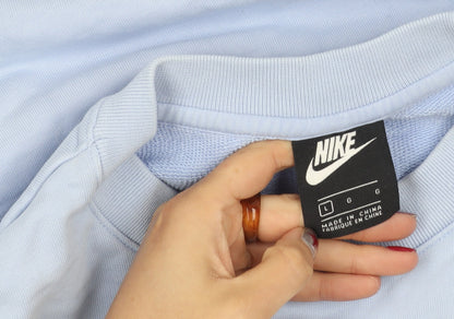 Nike Women’s Blue Pullover Sweatshirt L Cotton Blend Logo