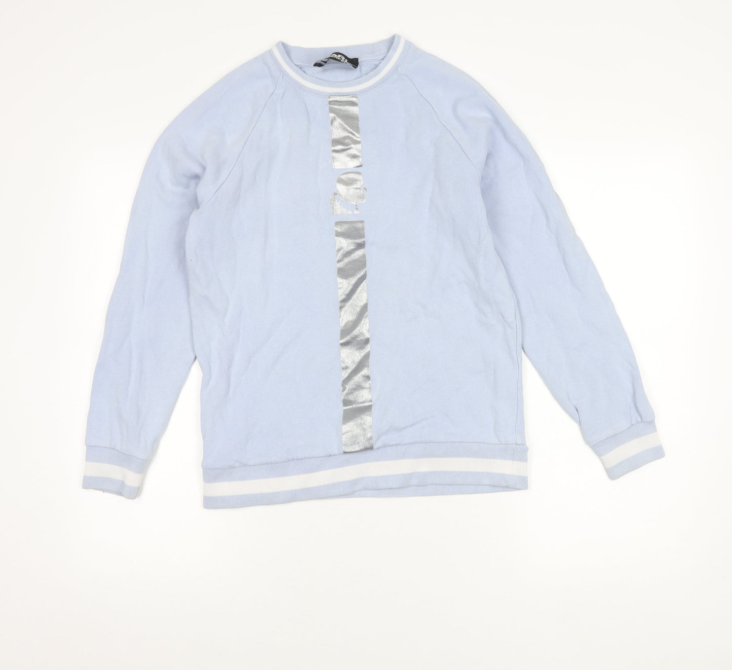 Karl Lagerfeld Womens Blue Small Sweatshirt Crew Neck Logo Cotton