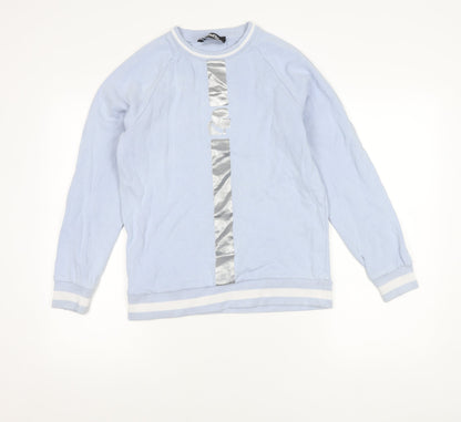 Karl Lagerfeld Womens Blue Small Sweatshirt Crew Neck Logo Cotton