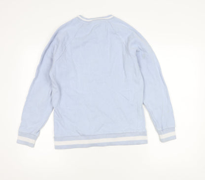 Karl Lagerfeld Womens Blue Small Sweatshirt Crew Neck Logo Cotton