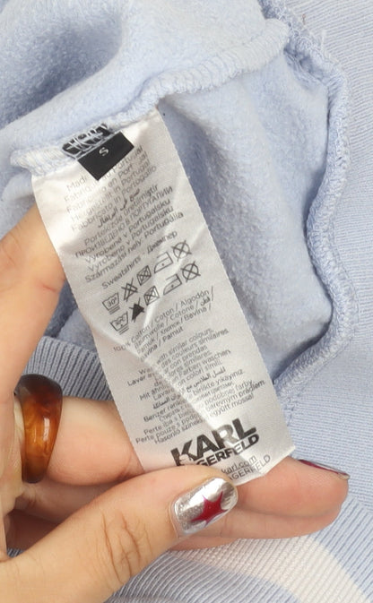 Karl Lagerfeld Womens Blue Small Sweatshirt Crew Neck Logo Cotton