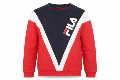 Fila Teens Red Blue White XS Logo Pullover Sweatshirt