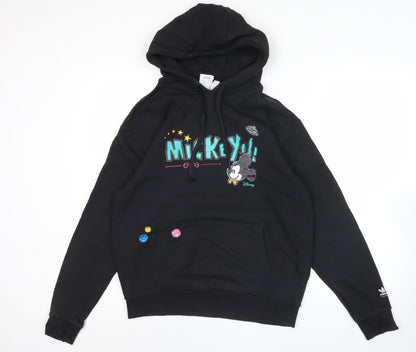 Adidas Disney Mens Black Hoodie M Mickey Mouse Graphic Pullover