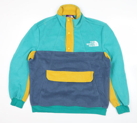 The North Face Men's XL Colour Block Fleece Pullover Sweatshirt Blue Green Yellow