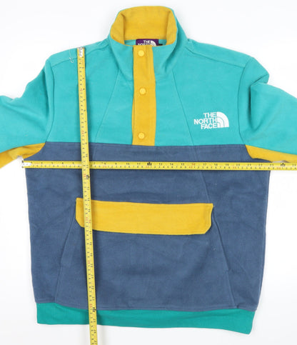 The North Face Men's XL Colour Block Fleece Pullover Sweatshirt Blue Green Yellow