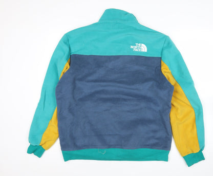 The North Face Men's XL Colour Block Fleece Pullover Sweatshirt Blue Green Yellow