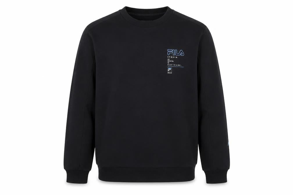 Fila Mens Black Sweatshirt L Regular Fit Crew Neck Pullover