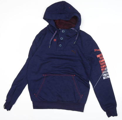 Mens UK Size M PUMA Blue Henley Hoodie