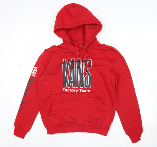 Vans Mens Red XS Pullover Hoodie Logo Graphic Hooded Sweatshirt