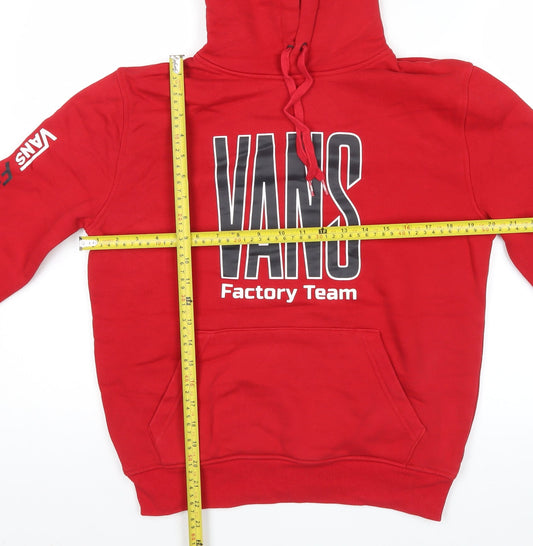 Vans Mens Red XS Pullover Hoodie Logo Graphic Hooded Sweatshirt