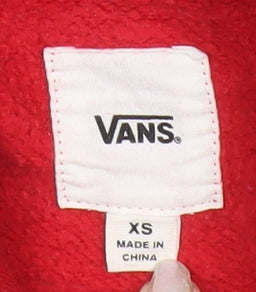 Vans Mens Red XS Pullover Hoodie Logo Graphic Hooded Sweatshirt