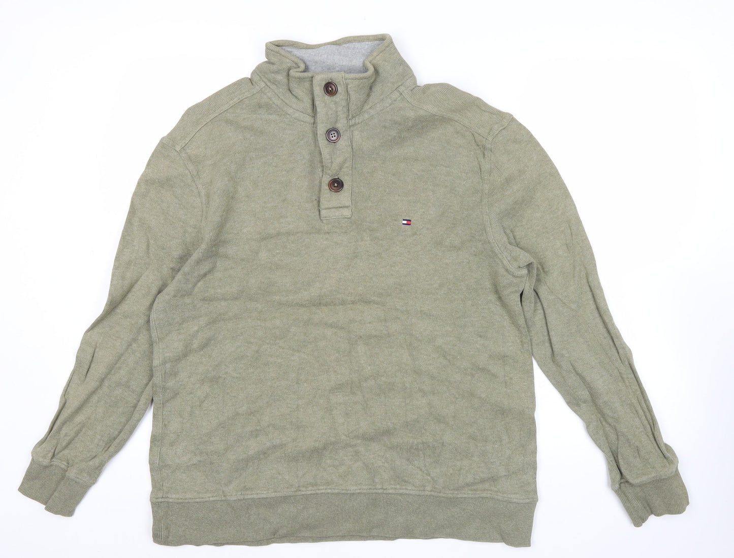 Tommy Hilfiger Men's Green Henley Sweatshirt Size L