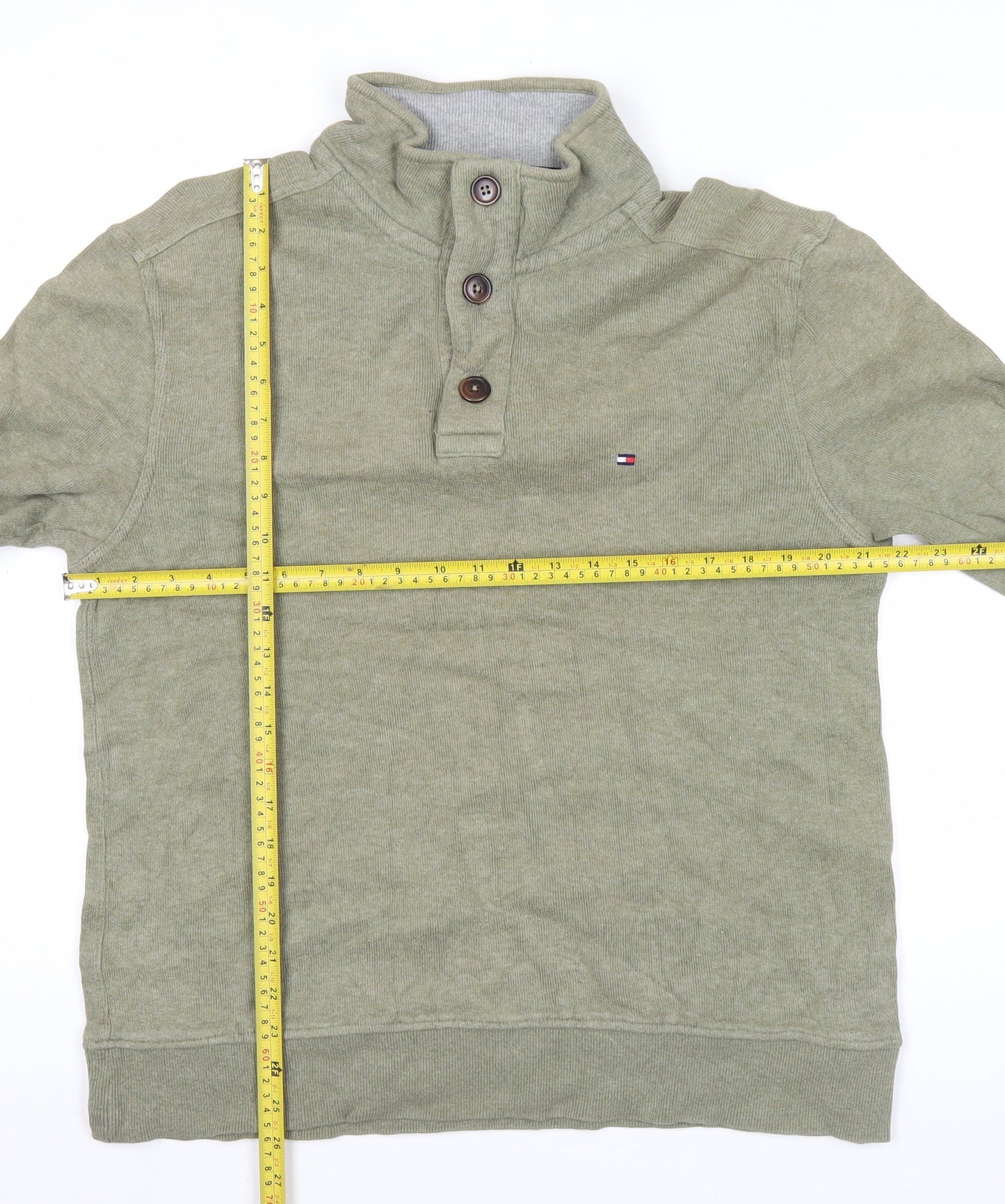 Tommy Hilfiger Men's Green Henley Sweatshirt Size L