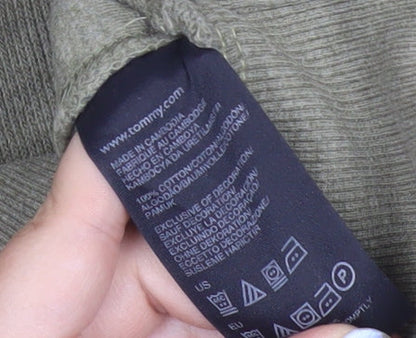 Tommy Hilfiger Men's Green Henley Sweatshirt Size L