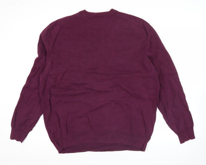 Lacoste Mens Purple XL Pullover Jumper Logo Crew Neck Knit