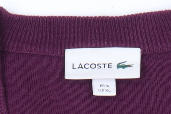 Lacoste Mens Purple XL Pullover Jumper Logo Crew Neck Knit