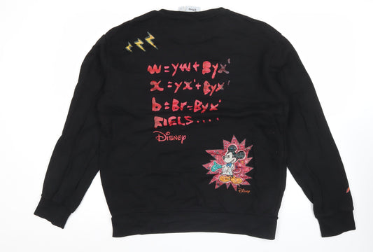 Adidas Disney Mens Black L Sweatshirt Crew Neck Graphic Print