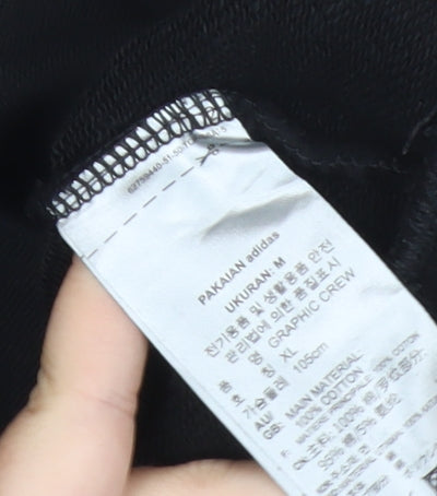 Adidas Disney Mens Black L Sweatshirt Crew Neck Graphic Print