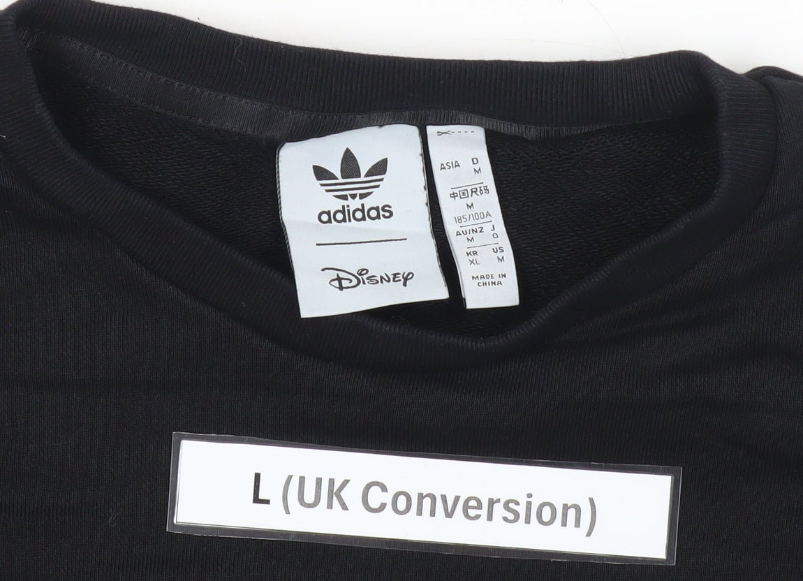 Adidas Disney Mens Black L Sweatshirt Crew Neck Graphic Print