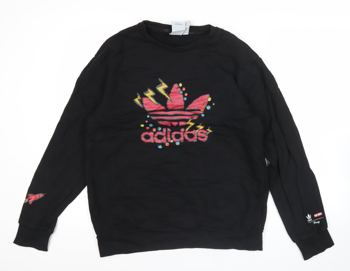 Adidas Disney Mens Black L Sweatshirt Crew Neck Graphic Print
