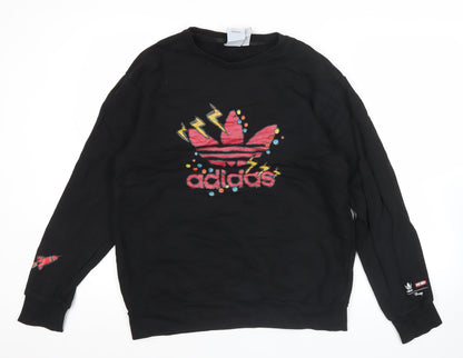 Adidas Disney Mens Black L Sweatshirt Crew Neck Graphic Print