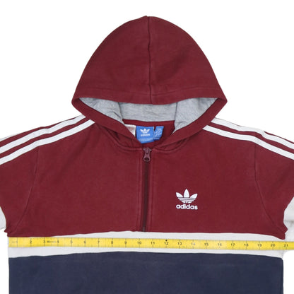 Adidas Boys Red Blue Colourblock Pullover Hoodie 15-16 Years 1/2 Zip