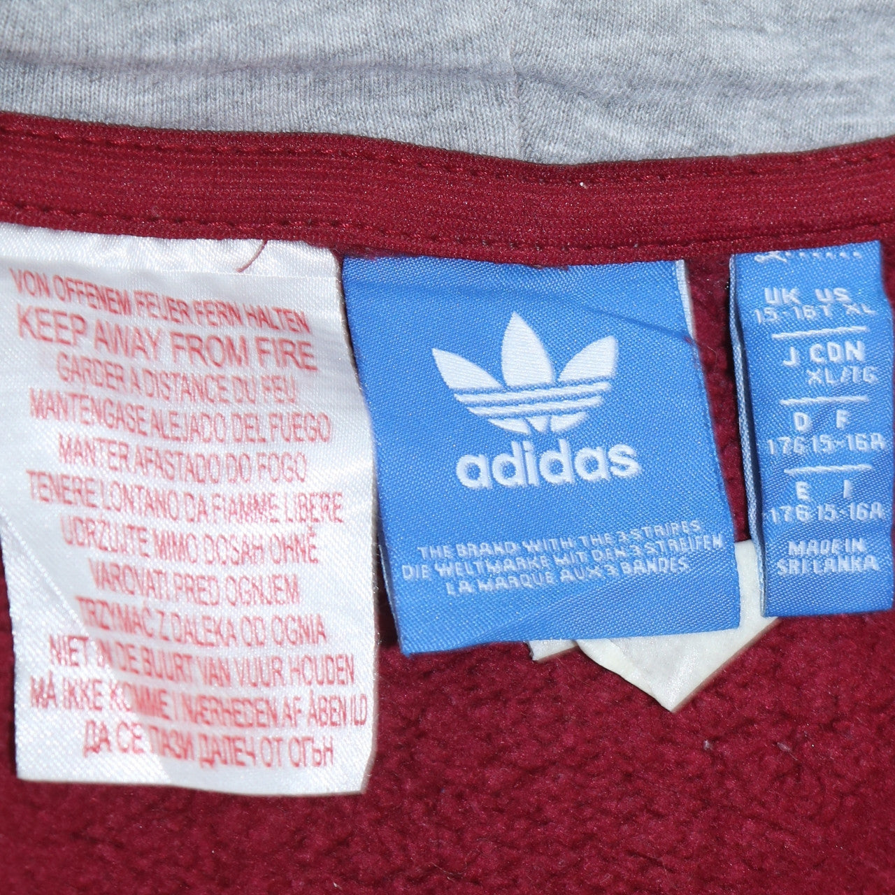 Adidas Boys Red Blue Colourblock Pullover Hoodie 15-16 Years 1/2 Zip
